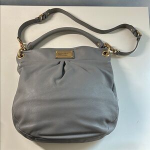 Marc By Marc Jacobs Classic Q Hillier Grey Leather Hobo Bag with Gold Hardware